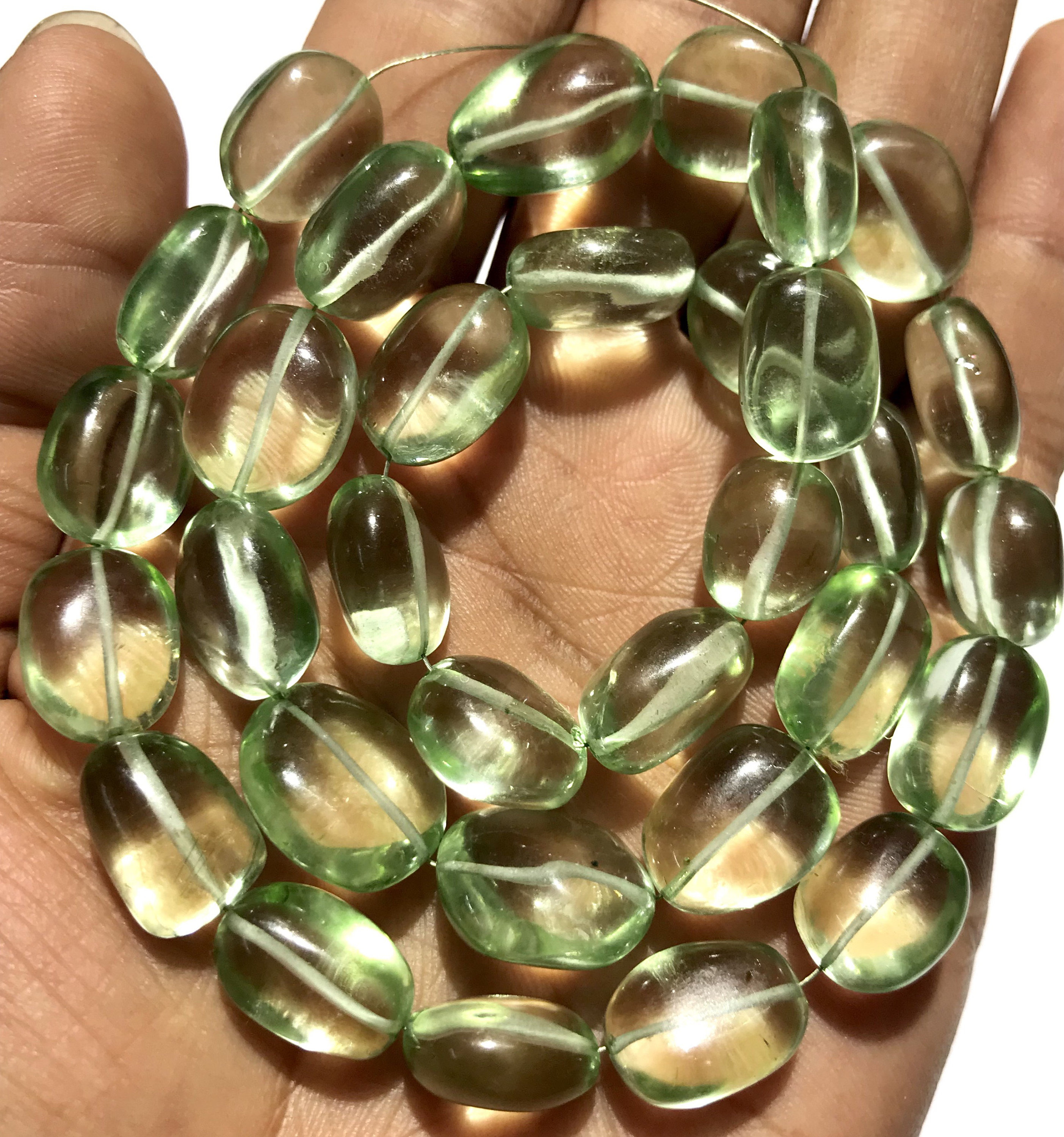 Rare Green Amethyst Smooth Nugget Beads Natural Green Amethyst Nuggets Shape Beads Green Amethyst Gemstone Beads Nuggets Smooth Green Nugget