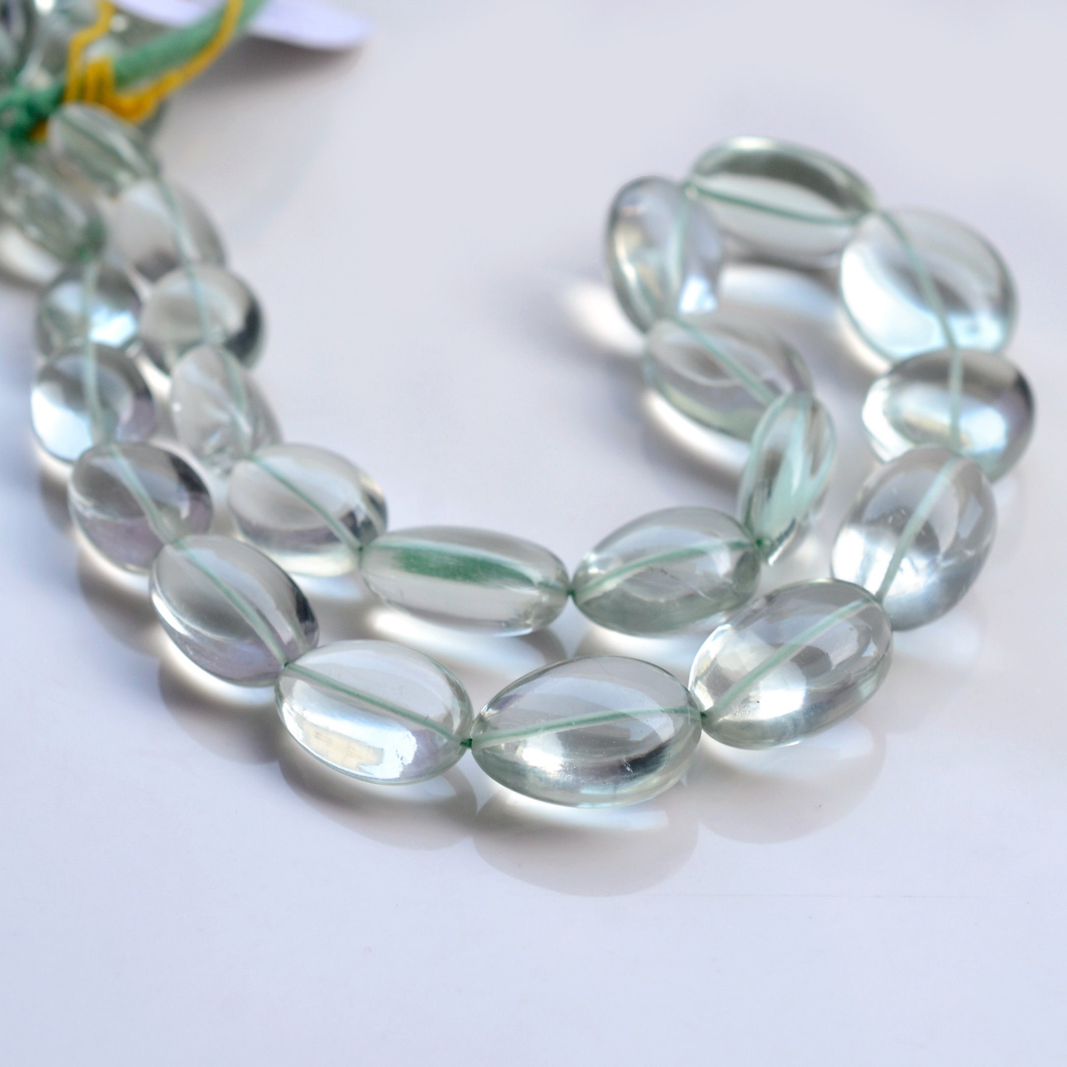 Green Amethyst Smooth Tumble Beads, 6-16mm/7-14mm/13-24mm Natural Green Amethyst Oval Gemstone Beads, 8 Inch/16 Inch Strand, Gds1977