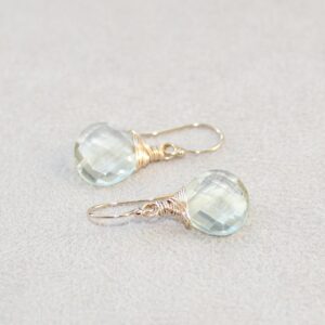Green Amethyst Earrings: 14k Gold Filled Or Sterling Silver, Elegant Dangle, February Birthstone Green Amethyst Earrings: 14k Gold Filled Or Sterling Silver, Elegant Dangle, February Birthstone