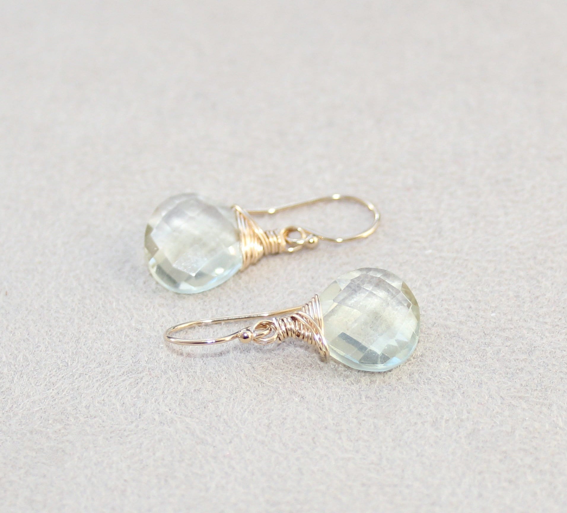 Green Amethyst Earrings: 14k Gold Filled Or Sterling Silver, Elegant Dangle, February Birthstone