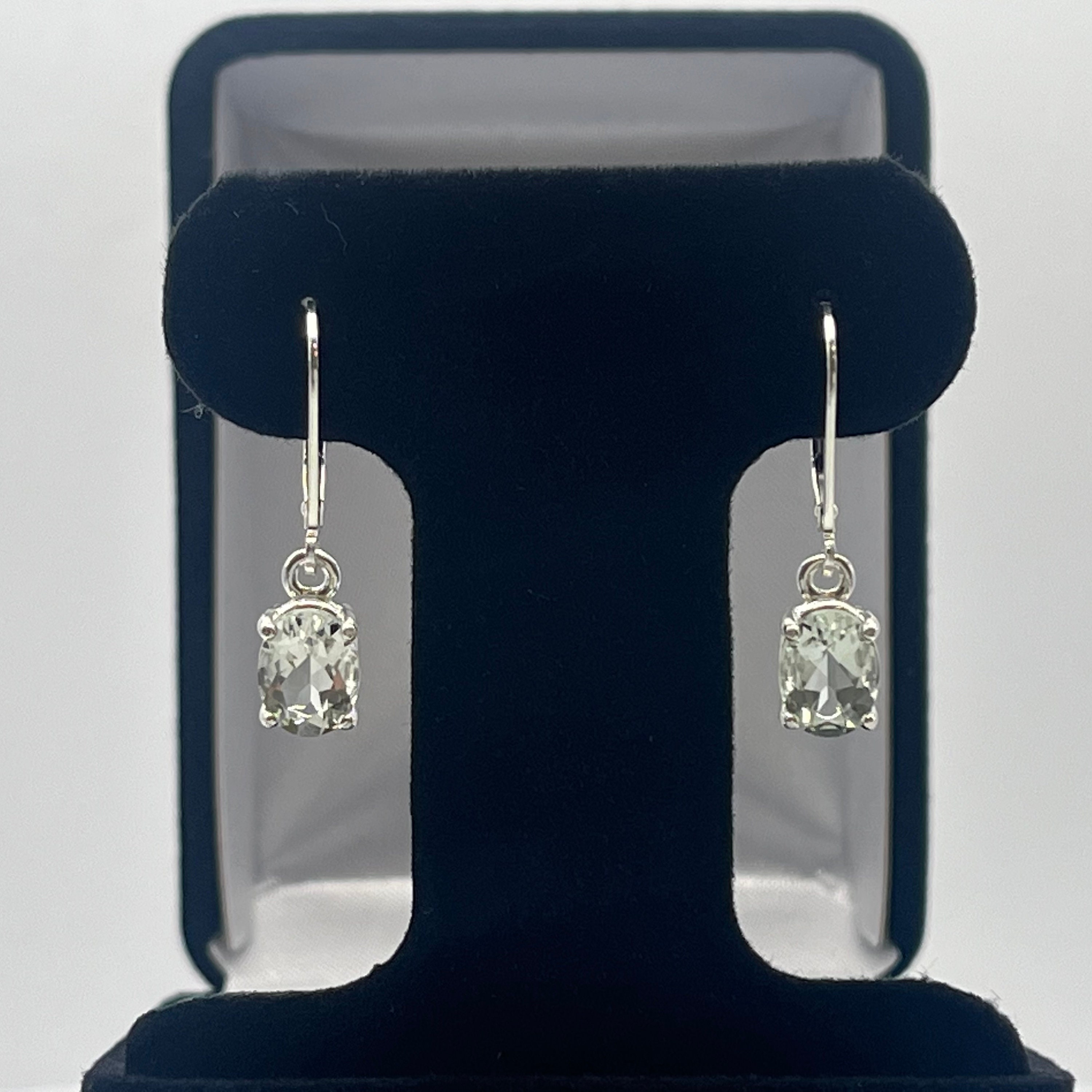 2.3ctw Oval Cut Pale Green Amethyst Earrings Heirloom Quality Jewelry Gift
