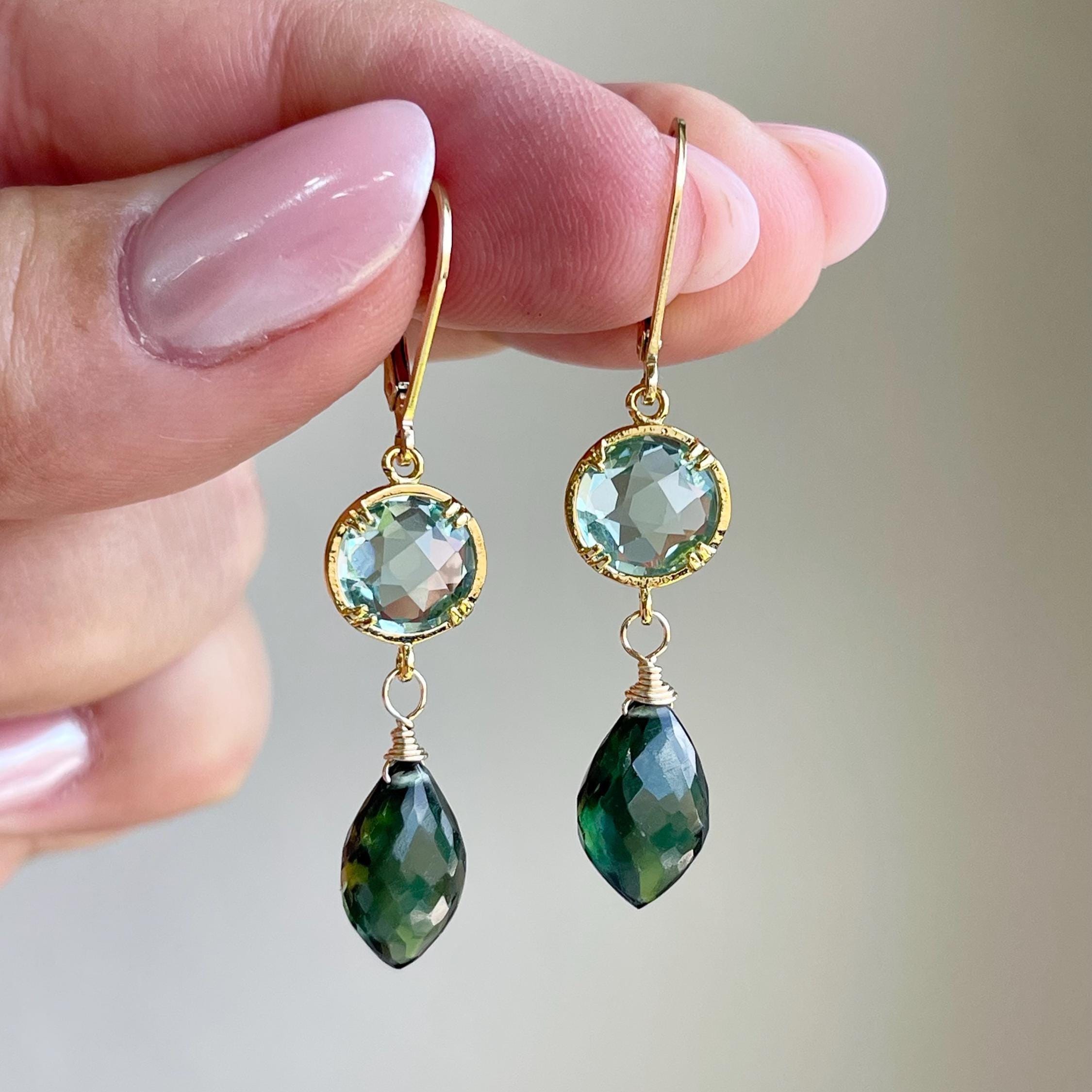 Green Amethyst And Emerald Quartz Earrings, Light And Dark Green Statement Earrings Gold Or Silver, Green Jewelry May Birthstone Gift Idea Green Amethyst And Emerald Quartz Earrings, Light And Dark Green Statement Earrings Gold Or Silver, Green Jewelry May Birthstone Gift Idea