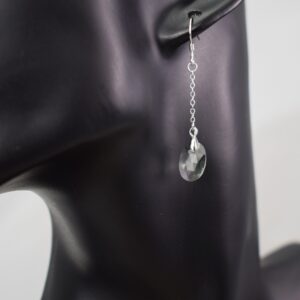 Green Amethyst Chain Drop Earrings - Oval Briolette - Sterling Silver - Semi-precious Earrings