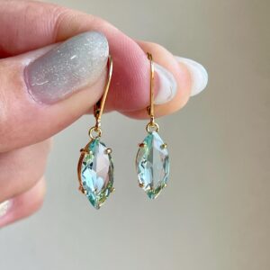 Green Amethyst Earrings, February Birthstone, Mint Marquise Cut Earrings Gold or Silver, Light Sage Green Sparkly Drops, Mother's Day Gift