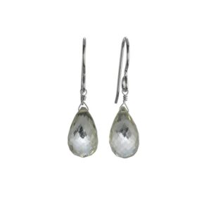 Green Amethyst Gemstone Dangle Earrings, Silver Jewelry