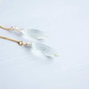 Green Amethyst, Gold Threader Earrings