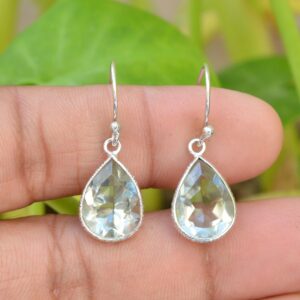 Handmade Green Amethyst Earrings: Sterling Silver Dangle Drop, February Birthstone