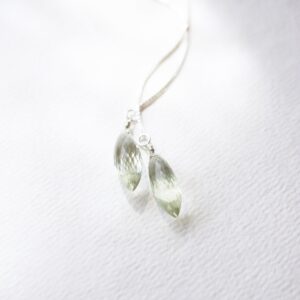 Long, Green Amethyst Foxtail Briolette Threader Earrings
