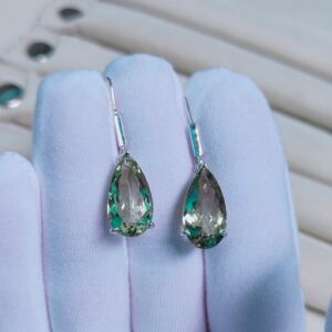 Natural green amethyst earrings, pear cut green amethyst drop earrings, 925 sterling silver earrings, tear drop amethyst earrings