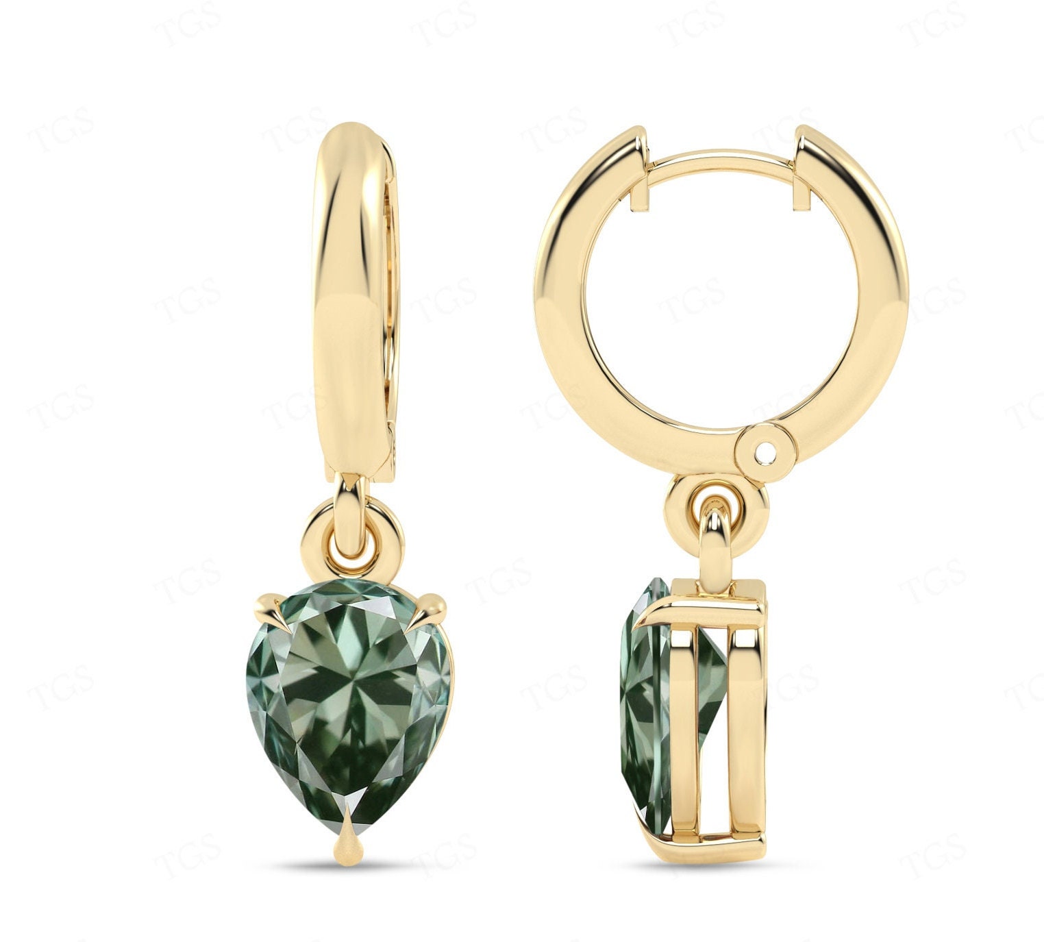 Natural Green Amethyst Tear Drop Hoop Earrings For Women 14k Gold Dainty Wedding Earrings Art Deco Green Amethyst Huggie Hoop Earrings