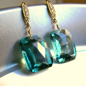 Pave Gold Green Amethyst Earrings: 24K Vermeil Dangles