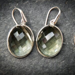 Prasiolite Dangle Earrings: Green Amethyst Sterling Silver