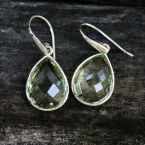 Prasiolite Dangle Earrings: Green Quartz Sterling Silver