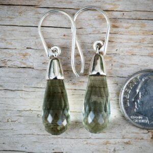 Prasiolite Earrings - Sterling Silver Green Quartz Dangles