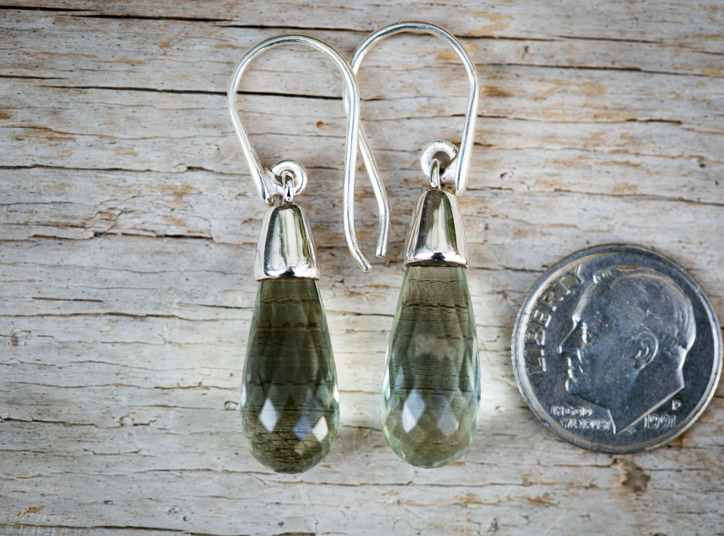 Prasiolite Earrings - Sterling Silver Green Quartz Dangles Prasiolite Earrings - Sterling Silver Green Quartz Dangles