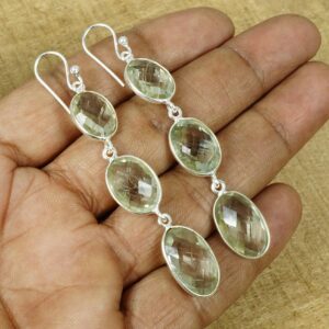 Green Amethyst Sterling Silver Hook Earrings: February Birthstone Jewelry