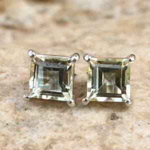 Green Amethyst Earrings, Stud Earrings, Dainty Tiny Earrings, Simple Handmade Earrings, 925 Sterling Silver, Minimalist Earrings, Gift Women