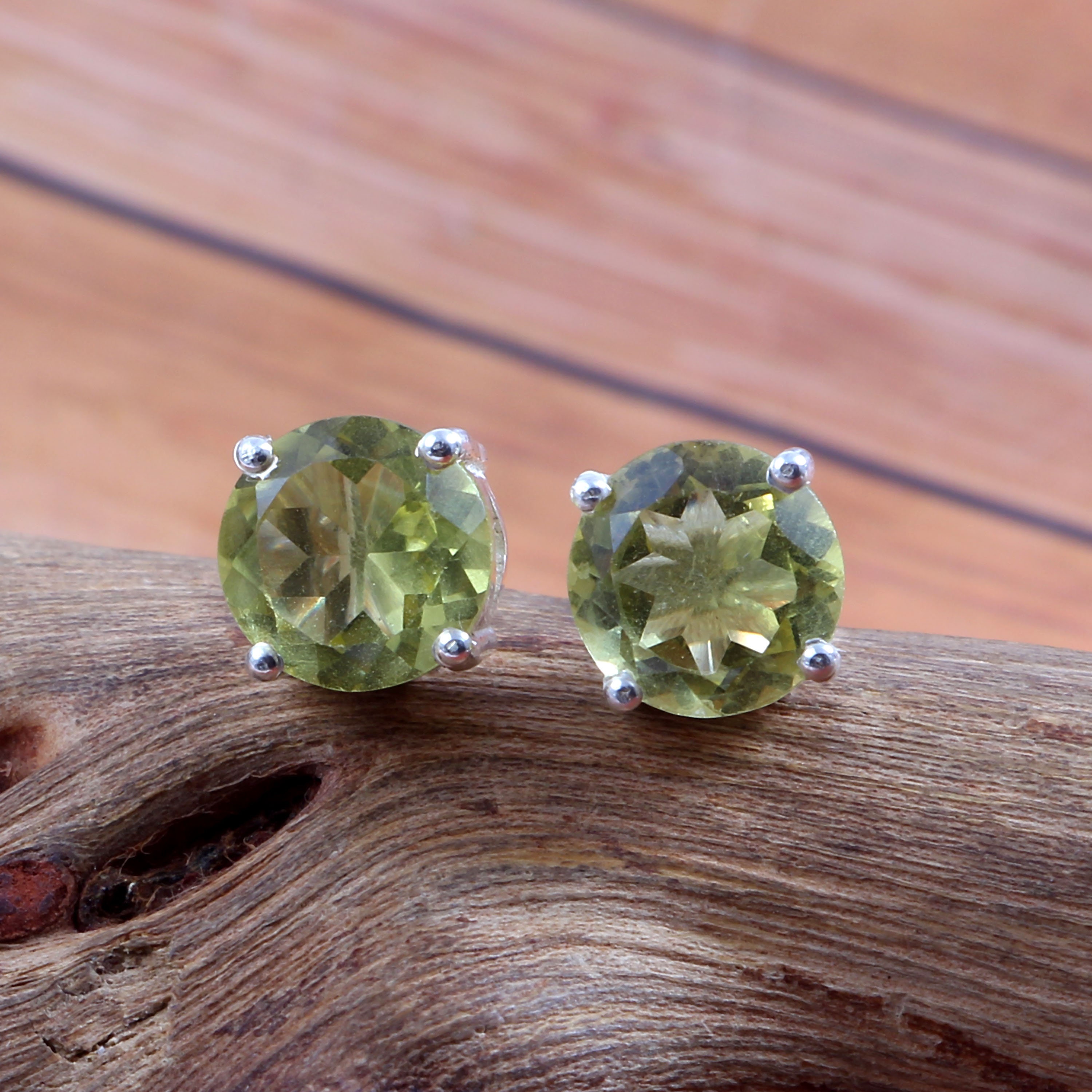 Green Amethyst Stud Earrings, Delicate Earrings, Minimalist Small Earrings, Statement Earrings, 925 Sterling Silver, Gift For Women Her Mom