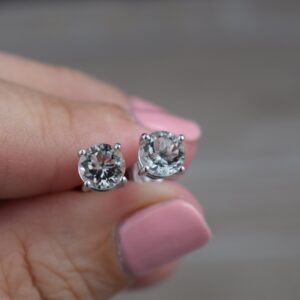Green Amethyst Stud Earrings (sterling Silver) - Natural Faceted Gemstone - 6 Mm