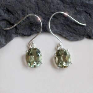 Green Tea - Faceted Green Amethyst Sterling Silver Earrings