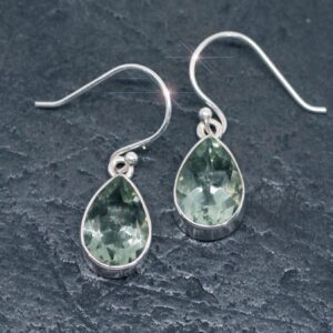 Green Tea - Faceted Green Amethyst Sterling Silver Earrings