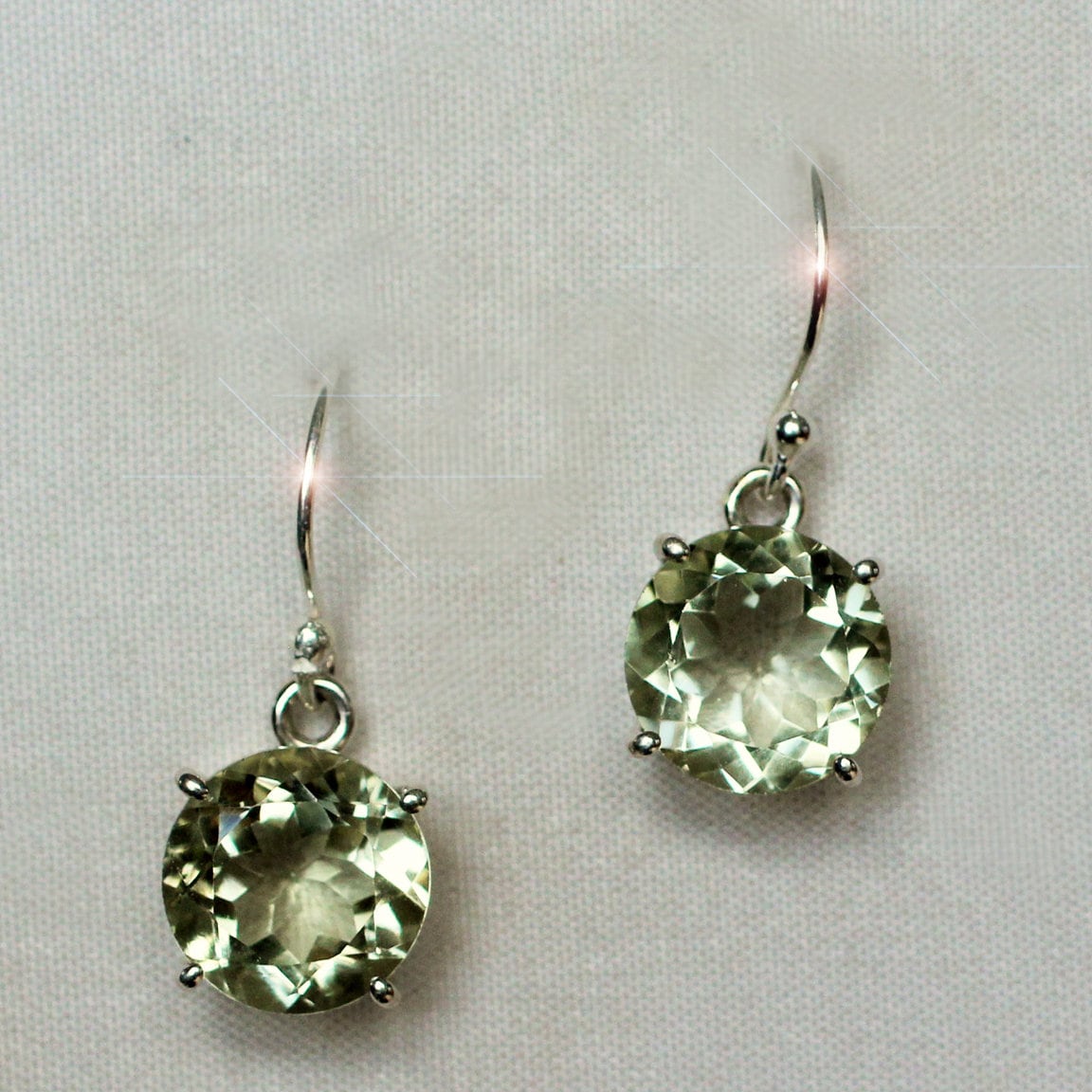 Green Tea - Faceted Green Amethyst Sterling Silver Earrings Green Tea - Faceted Green Amethyst Sterling Silver Earrings