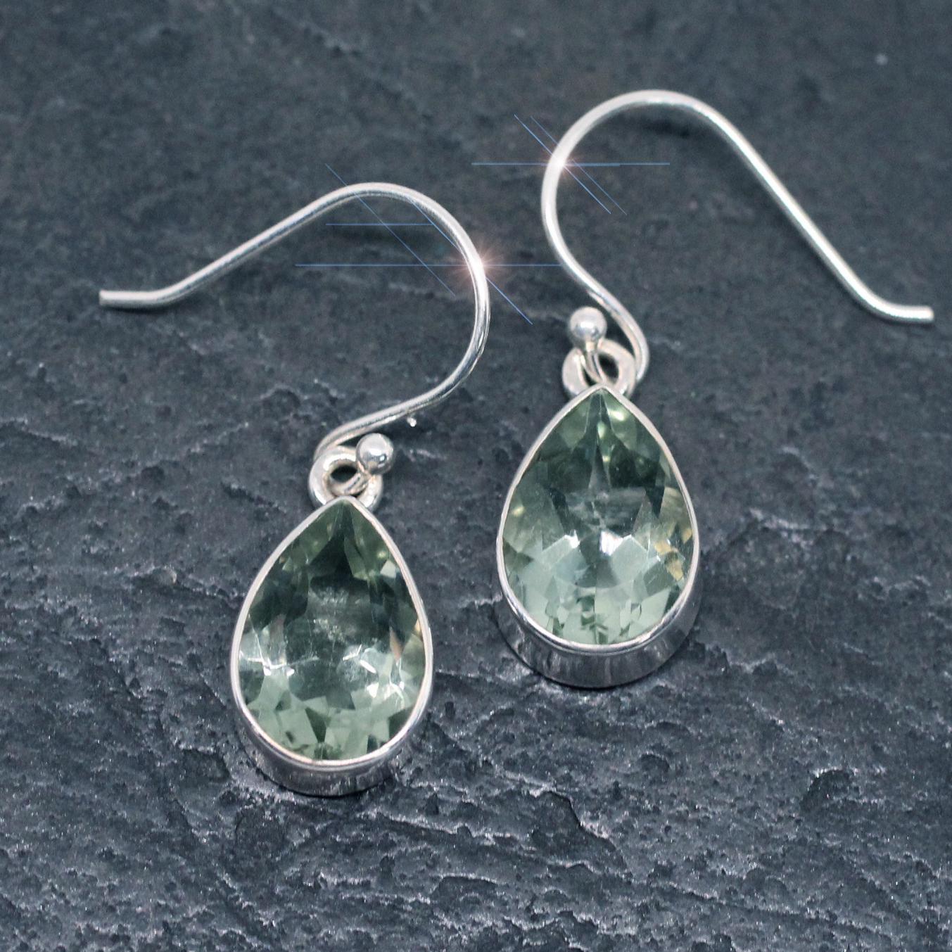 Green Tea - Faceted Green Amethyst Sterling Silver Earrings Green Tea - Faceted Green Amethyst Sterling Silver Earrings