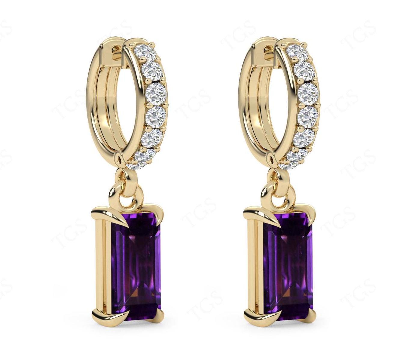 Vintage Radient Cut Amethyst Earrings Art Deco Green Amethyst Hoop Earrings For Women 925 Sterling Silver Amethyst Earrings Gift For Her Vintage Radient Cut Amethyst Earrings Art Deco Green Amethyst Hoop Earrings For Women 925 Sterling Silver Amethyst Earrings Gift For Her