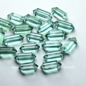 10 pieces, Green Amethyst Hydro Quartz Faceted Pointed Fancy Pencil Beads 13-14mm 10 pieces, Green Amethyst Hydro Quartz Faceted Pointed Fancy Pencil Beads 13-14mm