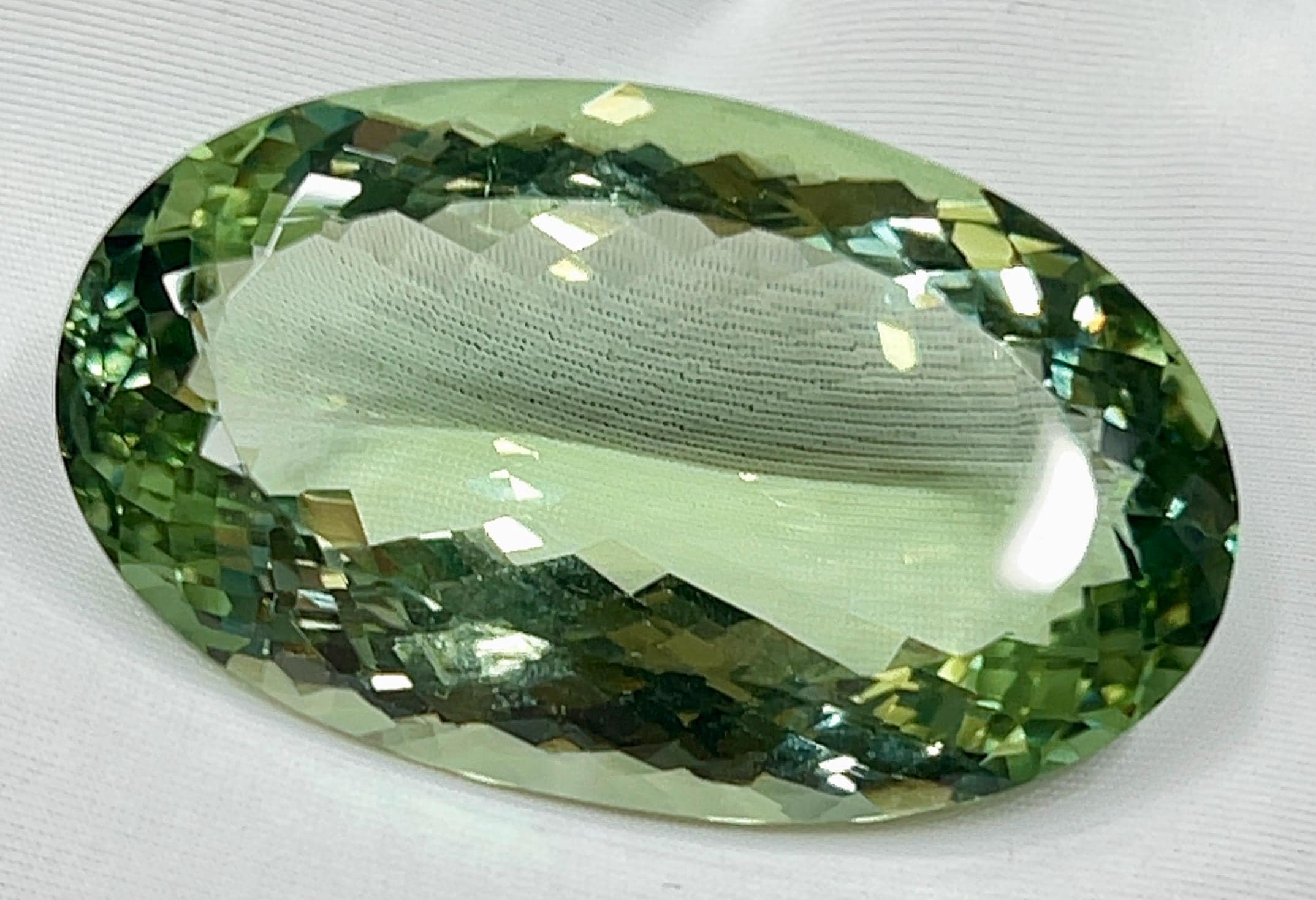 100 Ct Green Amethyst Gemstone – Faceted Oval Prasiolite