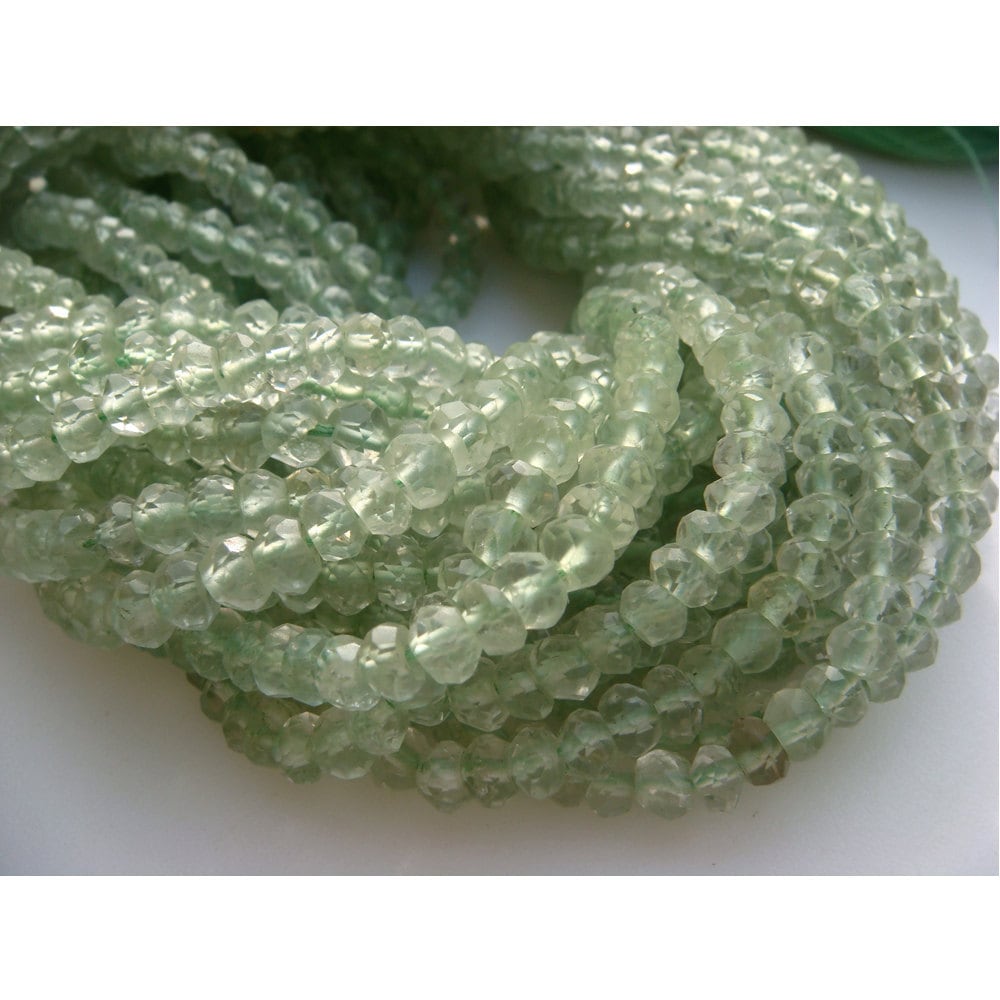 4mm Green Amethyst Micro Faceted Rondelles, Green Amethyst Rondelle, Faceted Green Amethyst For Jewelry (1st To 5st Options)