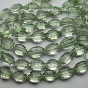 7 Inches Strand, Natural Green Amethyst Faceted Oval Shape Beads,Size 12-13mm 7 Inches Strand, Natural Green Amethyst Faceted Oval Shape Beads,Size 12-13mm