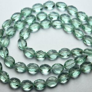 8 Inch Strand,Green Amethyst Hydro Quartz Faceted Oval Shape Beads,Size 7x9mm 8 Inch Strand,Green Amethyst Hydro Quartz Faceted Oval Shape Beads,Size 7x9mm