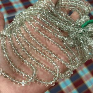 8 Inch Strand,Natural Green Amethyst Faceted Rondelles,Size 6mm