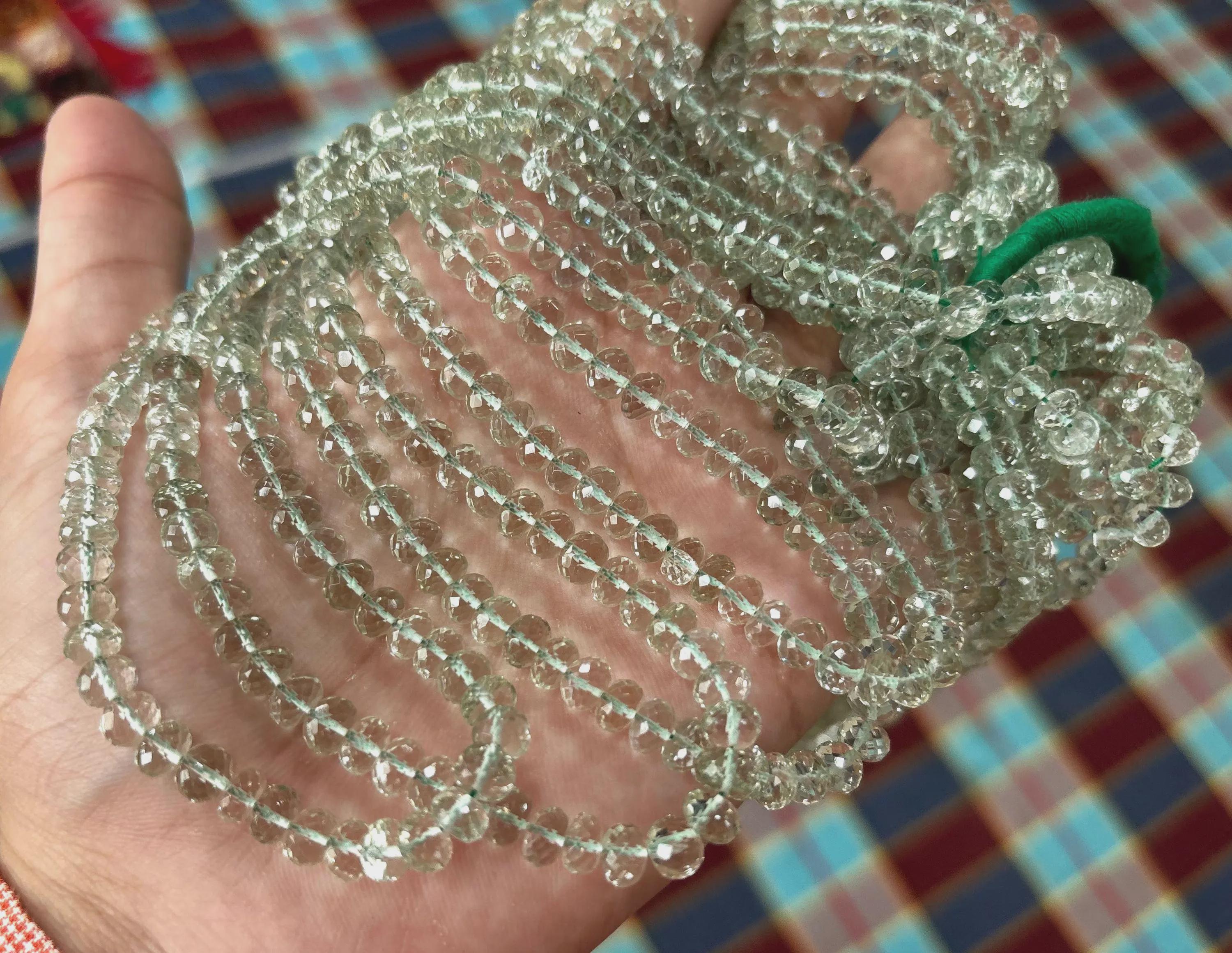 8 Inch Strand,natural Green Amethyst Faceted Rondelles,size 6mm 8 Inch Strand,natural Green Amethyst Faceted Rondelles,size 6mm