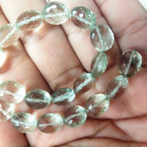 8  Inch Strand,Super Finest Quality, Natural Green Amethyst Faceted Oval  Shaped,Size 9x11mm