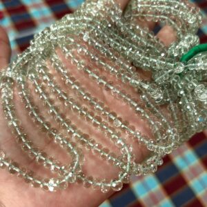 8 Inch Strand,Natural Green Amethyst Faceted Rondelles,Size 6mm