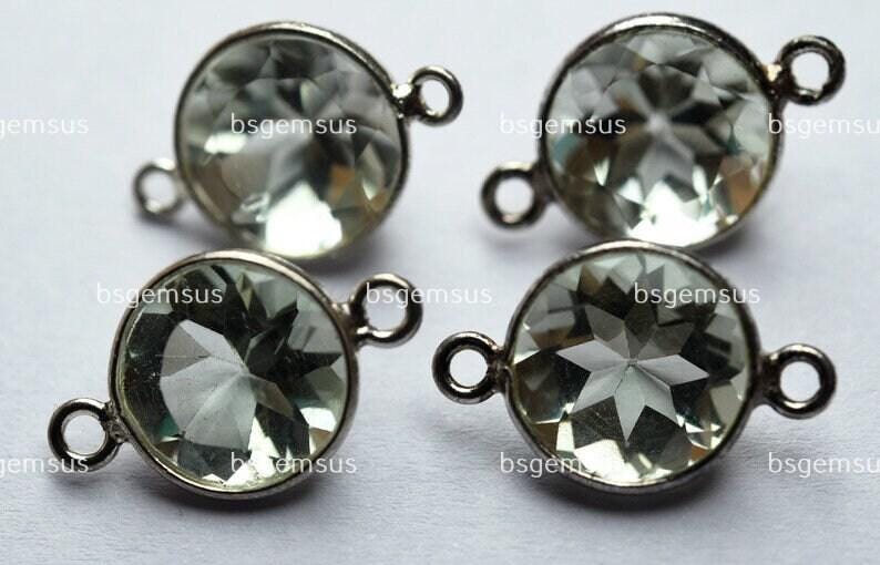 925 Sterling Silver,natural Green Amethyst Faceted Coins Shape Connector,5 Piece Of 17mm App. 925 Sterling Silver,natural Green Amethyst Faceted Coins Shape Connector,5 Piece Of 17mm App.