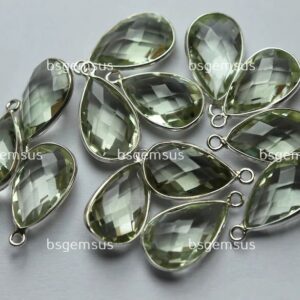 925 Sterling Silver,Natural Green Amethyst Faceted Heart Shape Connector,5 Piece Of 14mm App. 925 Sterling Silver,Natural Green Amethyst Faceted Heart Shape Connector,5 Piece Of 14mm App.