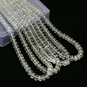 Aaa+ Green Amethyst Faceted 7mm-8mm Rondelle Beads | 16inch Strand | Natural Prasiolite Semi Precious Gemstone Loose Faceted Rondelle Beads