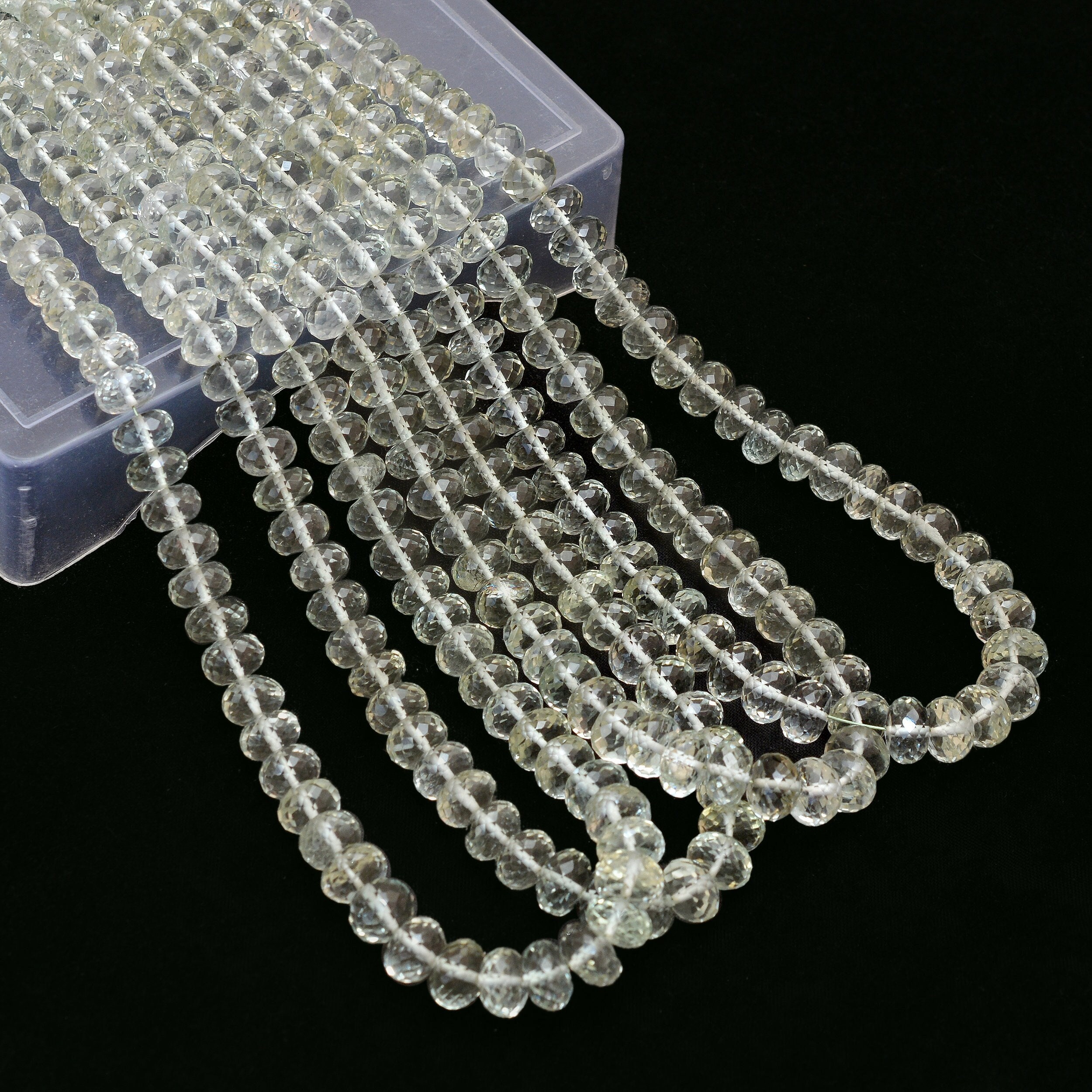 Aaa+ Green Amethyst Faceted 7mm-8mm Rondelle Beads | 16inch Strand | Natural Prasiolite Semi Precious Gemstone Loose Faceted Rondelle Beads