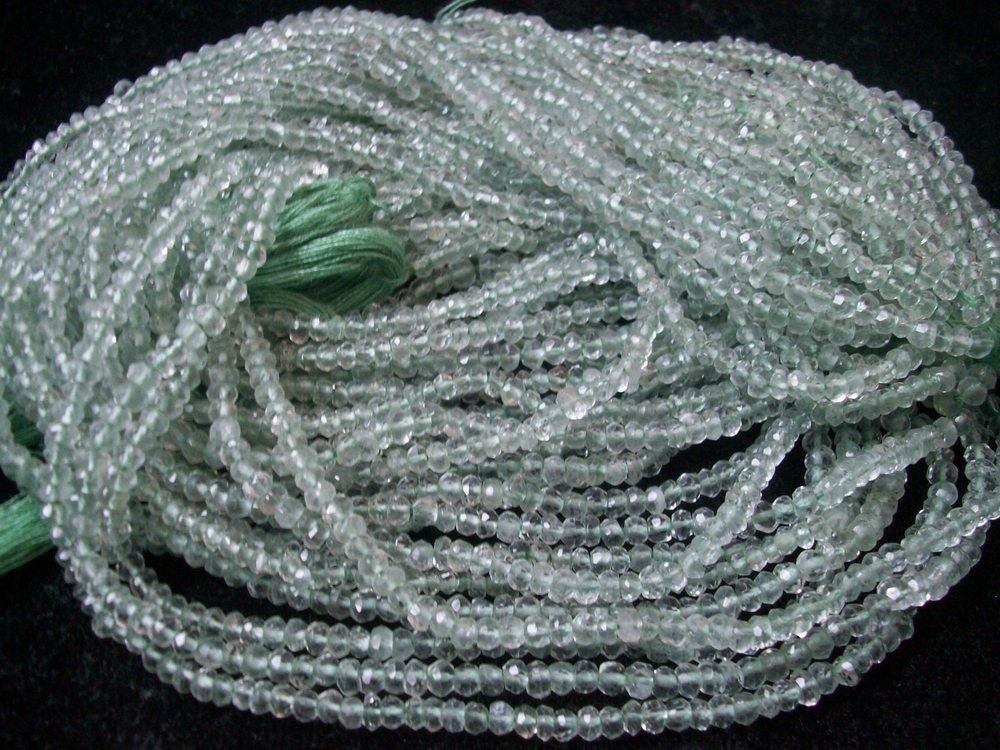 Aaa Green Amethyst Beads: 3.5mm Faceted Rondelles
