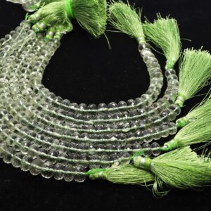 Aaa Natural Green Amethyst Faceted Rondelle Beads, 7-8 Mm Green Amethyst Gemstone Beads, 8 Inch Faceted Green Amethyst Rondelle Beads