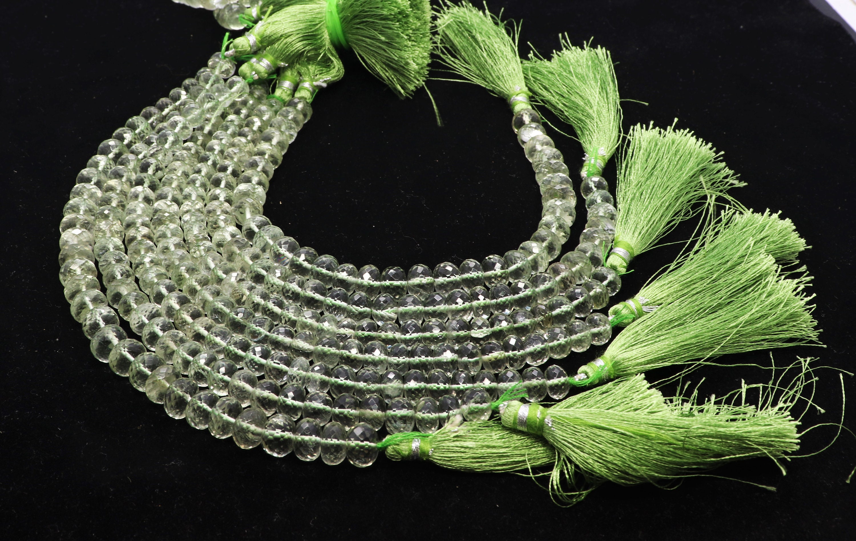Aaa Natural Green Amethyst Faceted Rondelle Beads, 7-8 Mm Green Amethyst Gemstone Beads, 8 Inch Faceted Green Amethyst Rondelle Beads