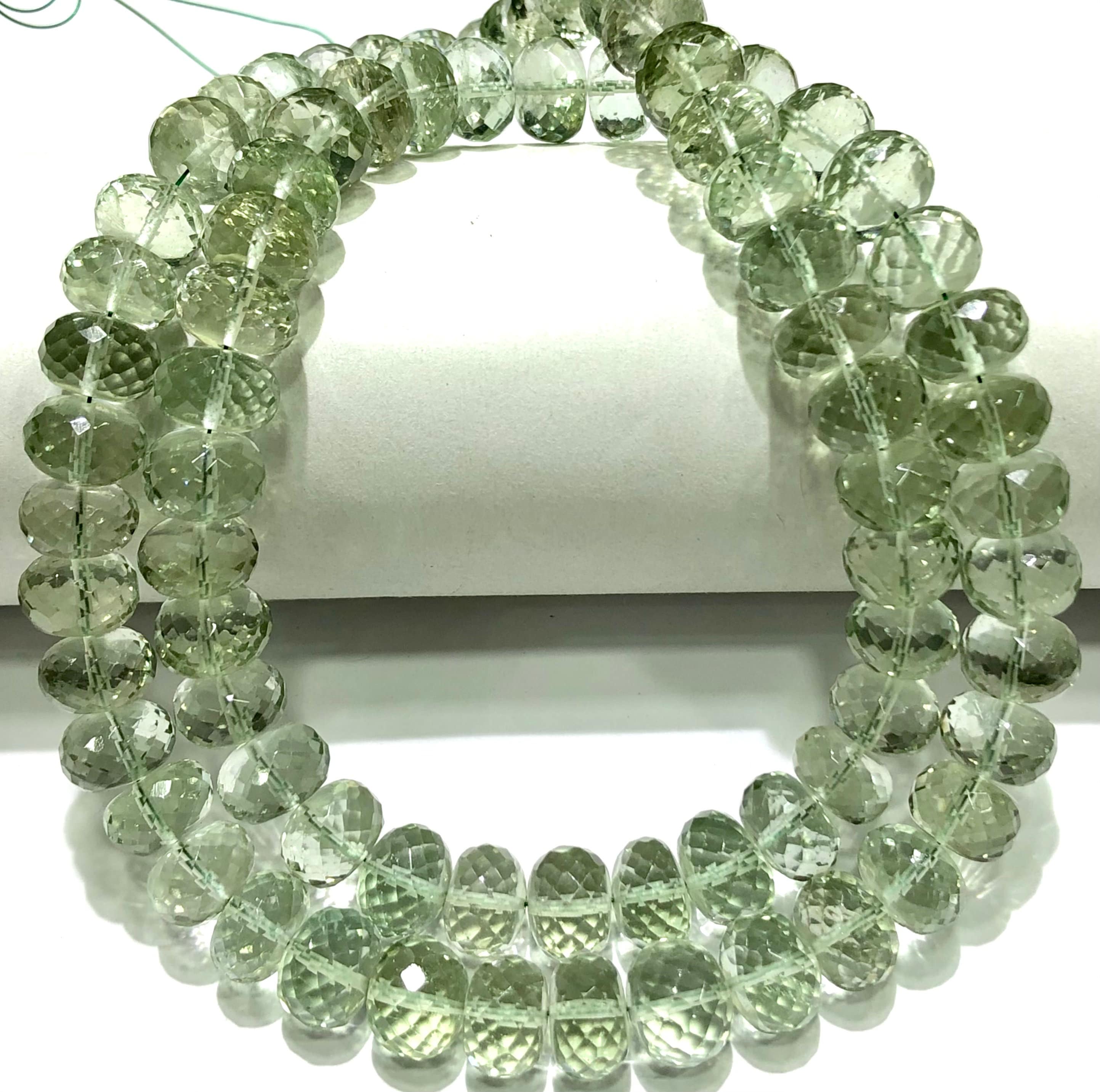 Aaa+ Quality~~green Amethyst 9mm Beads Natural Amethyst Faceted Rondelle Beads 9mm Green Amethyst Rondelles 9mm Faceted Beads Gemstone Beads