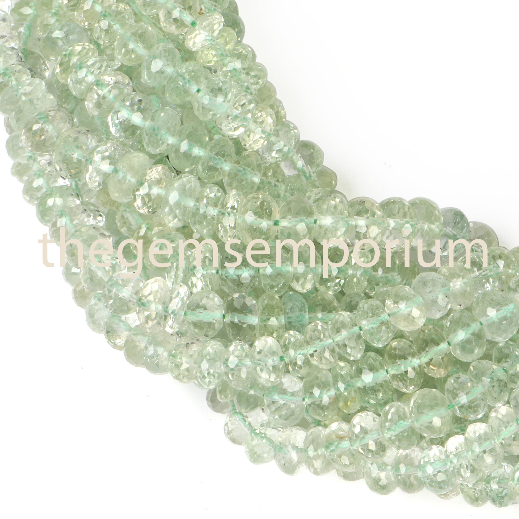 Aaa Green Amethyst Faceted Rondelle Beads, 6mm Gemstone Strand