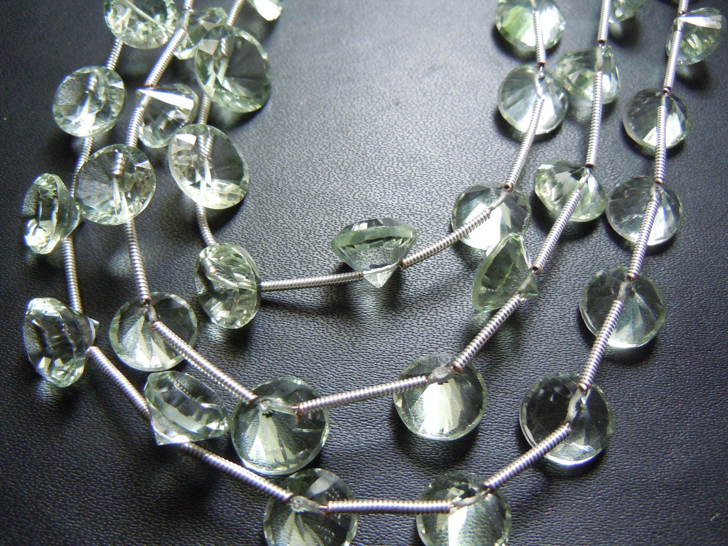 Green-amethyst-beads-green Amethyst Quartz Briolette Faceted Round Beads Gemstone Aaa Quality Size 8mm Green-amethystfree Shipping