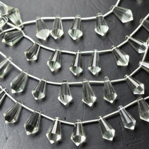 Green Amethyst Beads Strand: 10 Faceted Softy Shape Gemstones (14-15mm)