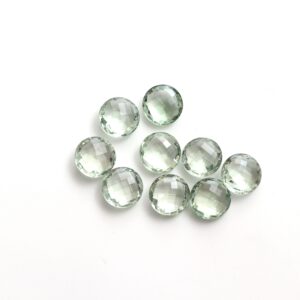 Clearance-natural Green Amethyst Faceted Round Loose Gemstone, 18x18 Mm, Checker Cut, Amethyst Jewelry Handmade Gift For Women, 9 Pieces