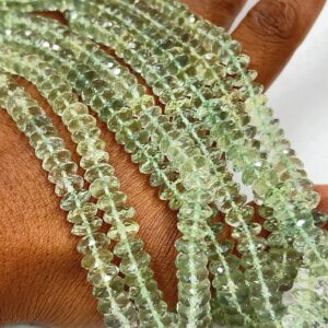 Green Amethyst Gemstone Beads: Faceted Rondelle Heishi Cut